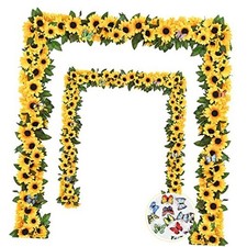 2 Pack Artificial Sunflower Garland Decor, Sunflower Vines Hanging 2 Pc Yellow