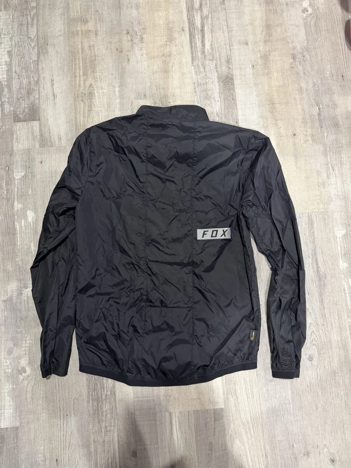 Fox Racing Windbreaker Jacket Vented Full Zip Reflective Strips Size Large Black - Image 2 of 2