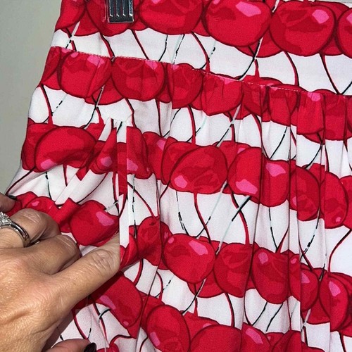 Cynthia Rowley size 12 skirt cherry print with pockets zips up side lined NWT - Picture 6 of 12
