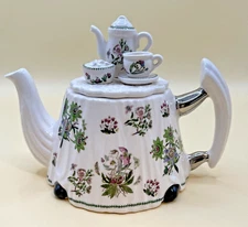 VTG PORTMEIRION Mini Miniature Victorian Style Botanic Garden Teapot Tea Set Lid