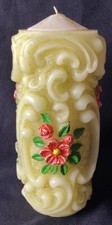 Vintage 8 1/2&rdquo; Wax Floral Pillar Wedding Anniversary Unity Candle Decor