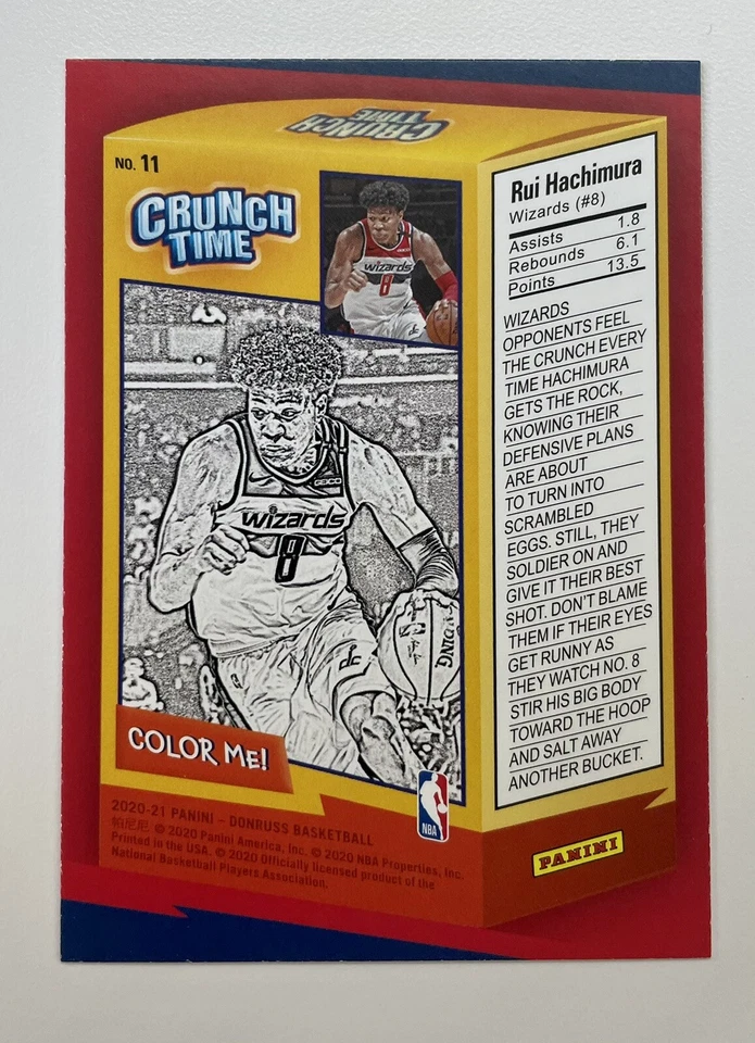 2020-21 Donruss Rui Hachimura Crunch Time Gold Press Proof SP 🔥 LA Lakers - Image 2 of 2