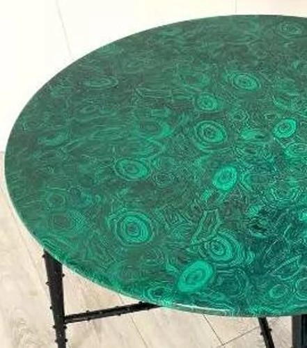 Round Malachite Stone Coffee Table Random Gemstone Counter Desk Conference Table - Picture 5 of 10