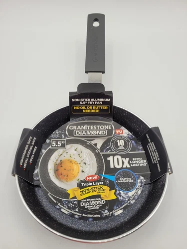 Egg Nonstick Small Frying Pan Skillet Granite Stone Diamond Mineral Infused 5.5"