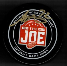 Andreas Athanasiou Signed Detroit Red Wings Joe Louis Arena Farewell Season Puck