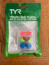 TYR Youth Ear Plugs - Multi-Colored Silicone - For Swimming- 3 Pack/Pairs w/case