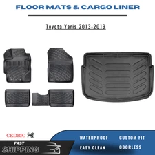 Car Floor Mats & Trunk Cargo Liner for Toyota Yaris HatchBack 2013-2019 Full Set