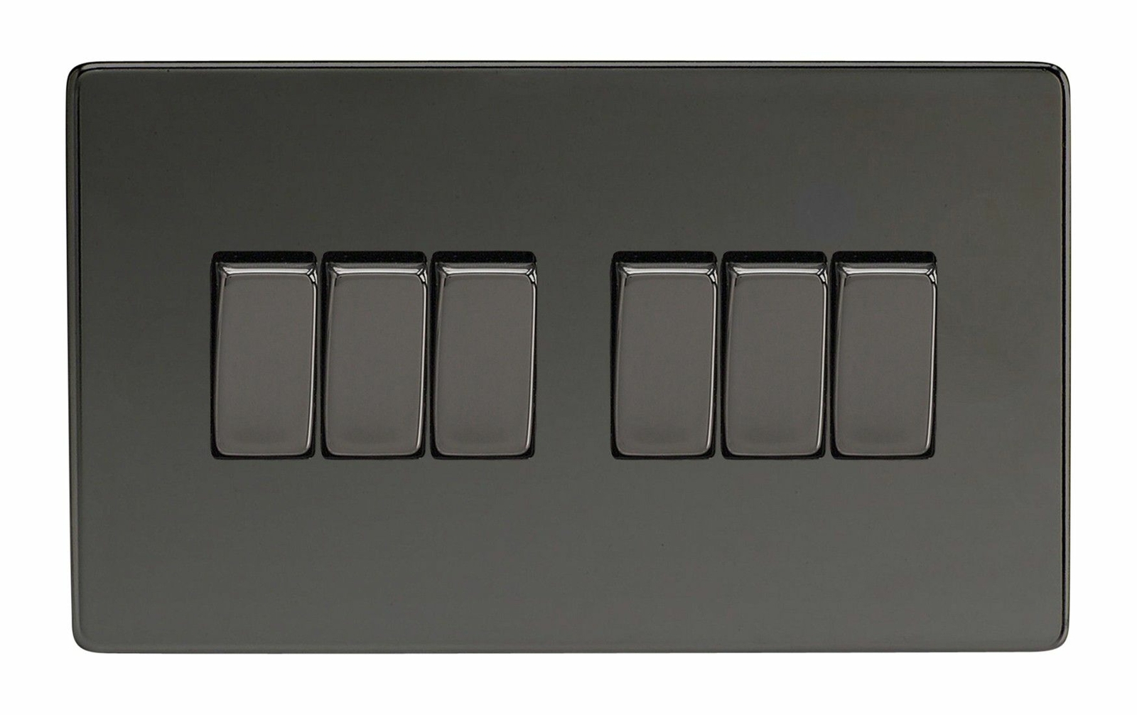 Varilight XDI96S Screwless Iridium Black 6 Gang 1 or 2 Way Rocker Light Switch