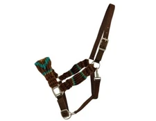 Showman Brown Mohair Wool Bronc Halter w/ Southwest Design
