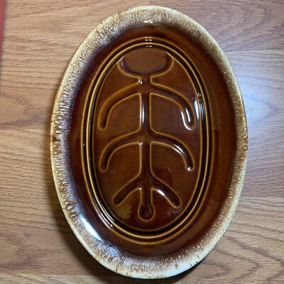 Hull Fish Platter Brown Drip Serving Tray Pottery USA Steak Meat Plate ...
