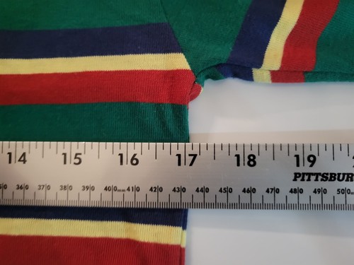 Vintage Izod Lacoste Shirt Youth X Large Size 18 Green Striped Long Sleeve XL - Picture 9 of 10