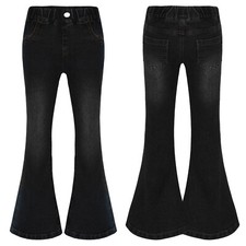 DE Mädchen Schlaghose Jeans Weites Denim Hose Ausgestellt Bootcut Freizeithose