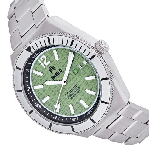 Shield Condor Bracelet Watch w/Date - Green - Picture 2 of 3
