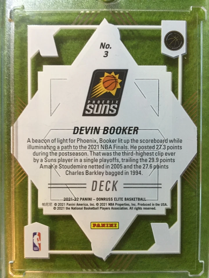 DEVIN BOOKER CLEAR CARD JERSEY #1 SUNS SP 2021-22 Panini Elite DECK Devin Booker - Image 4 of 4