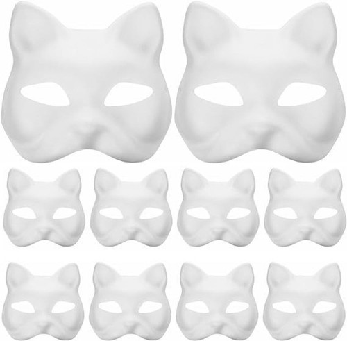 10Stk DIY Gesichts Weiß Katzen gesicht Blank Fuchs maske Karneval Fasching Party - Bild 14 von 14