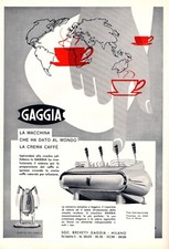 PUBBLICITA 1956 MACCHINA CAFFE' ESPRESSO GAGGIA GILDA 54 TIPO INTERNAZIONALE
