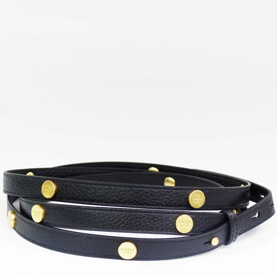Guess Luxe Damen Ledergürtel Schwarz Nietengürtel Gold modisch schmal NEU - Bild 3 von 4