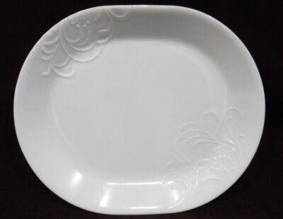   Corelle BOUTIQUE CHERISH  10 x 12 1/4 SERVING PLATTER Embossed White Blossoms