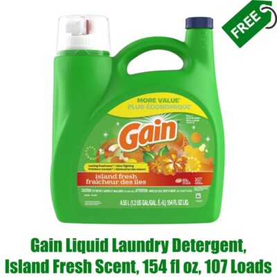 Gain Liquid Laundry Detergent, Island Fresh Scent, 154 fl oz, 107 Loads