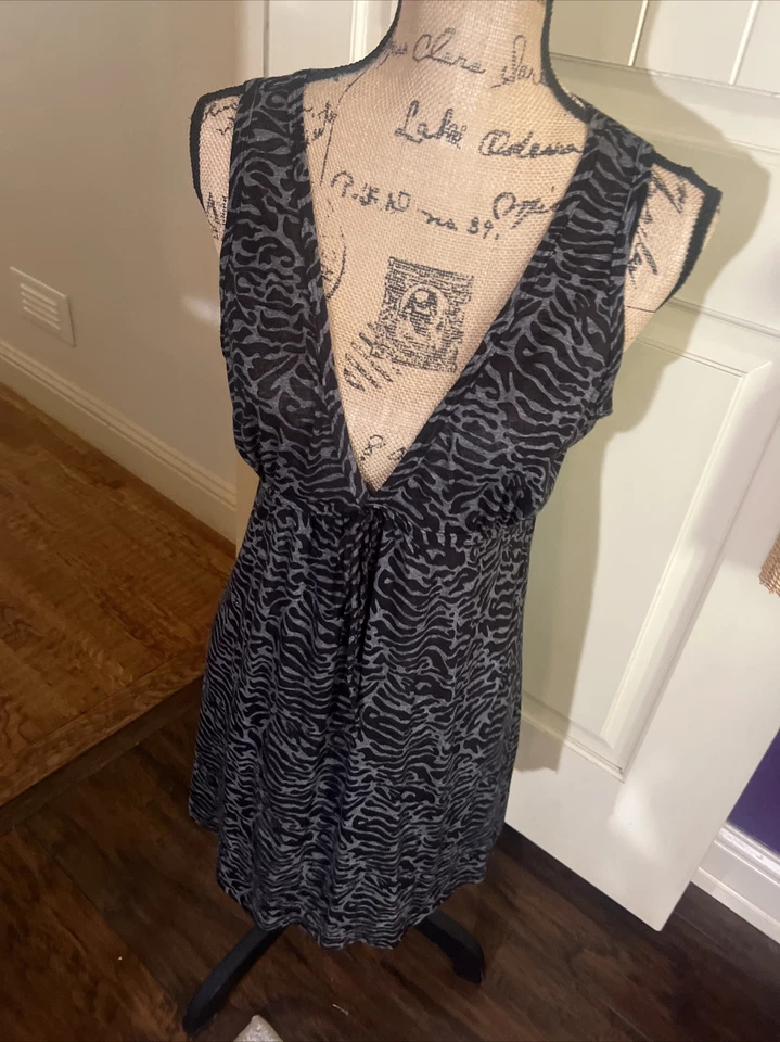 Camisón Gris Negro Sin Mangas Chemise Escote Corazón Parte Inferior Suelta L Foto 2 de 4