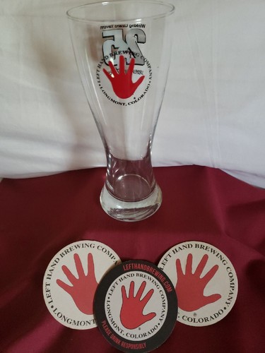 Breweriana LEFT HAND BREWERY LONGMONT COLORADO 1 16 OZ GLASS AND COASTERS...