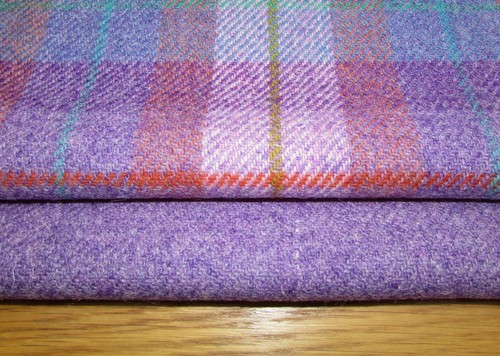 2 Piece Harris Tweed Craft Bundle with Label - Soft Purple Tartan - Picture 2 of 4