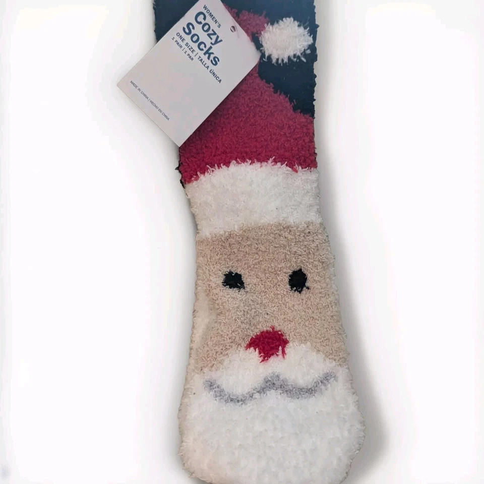 🌲⛄3 Pr 圣诞舒适旧海军拖鞋袜-圣诞老人、小狗、北极熊 Wm's 全新  — 第 2/4 张图片