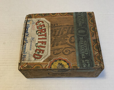 Certified Check Cigar Box 1910 Tax Stamp Londres Antique Factory 3 21st Dist. NY
