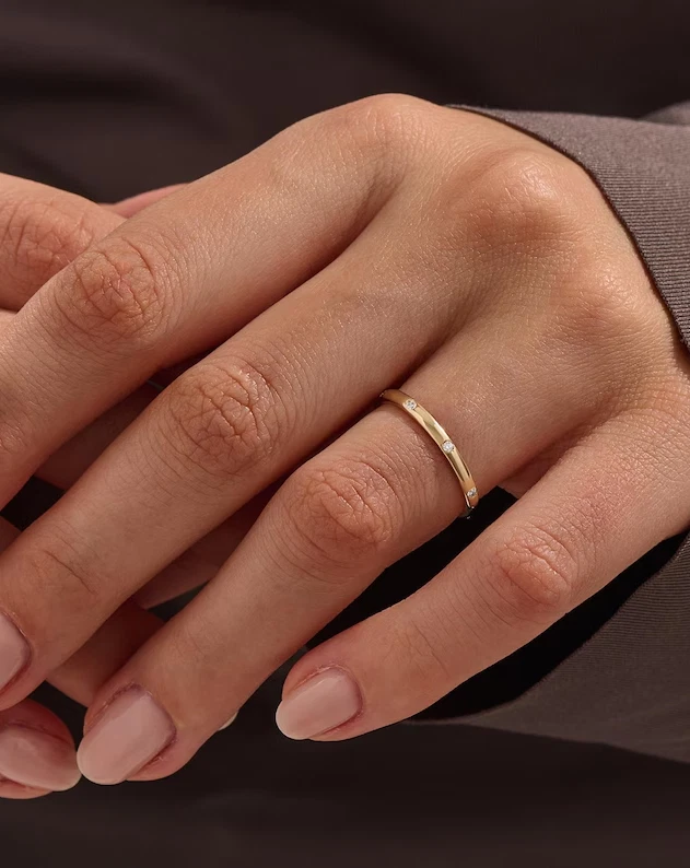 14k Solid Gold 8 Diamond Wedding Band Diamond Eternity Wedding Ring Diamond Ring - Image 4 of 4