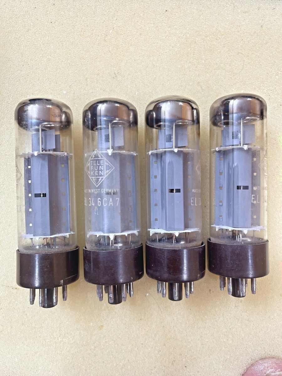 ⭐︎ハチミツ⭐︎TELEFUNKEN EL34/6CA7 4本セット クアッド Telefunken EL34 6CA7 Brown Base OO Getter, tested Good