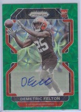 DEMETRIC FELTON 2021 PANINI PRIZM GREEN SCOPE PRIZM ROOKIE AUTO RC #D 52/75