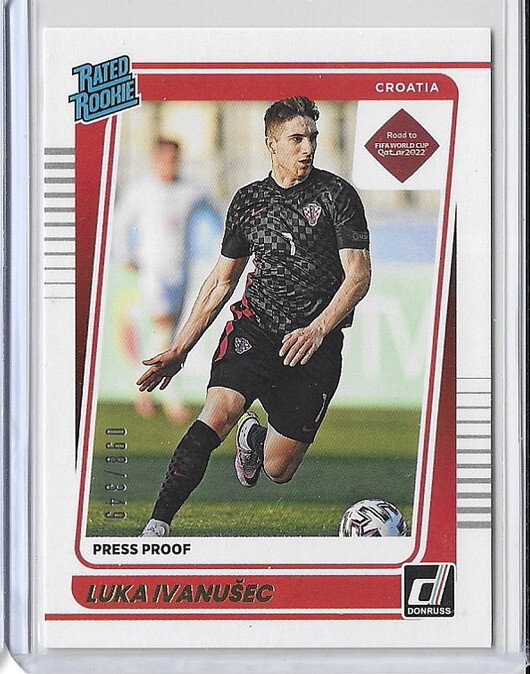 2021-22 Donruss Luka Ivanusec RC Rated Rookie #/349 Press Proof Gold Croatia