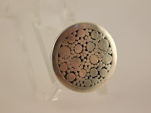 STERLING SILVER HAMMERED DOT ROUND RING SIZE 6 ARTISAN HANDCRAFTED - Afbeelding 10 van 12