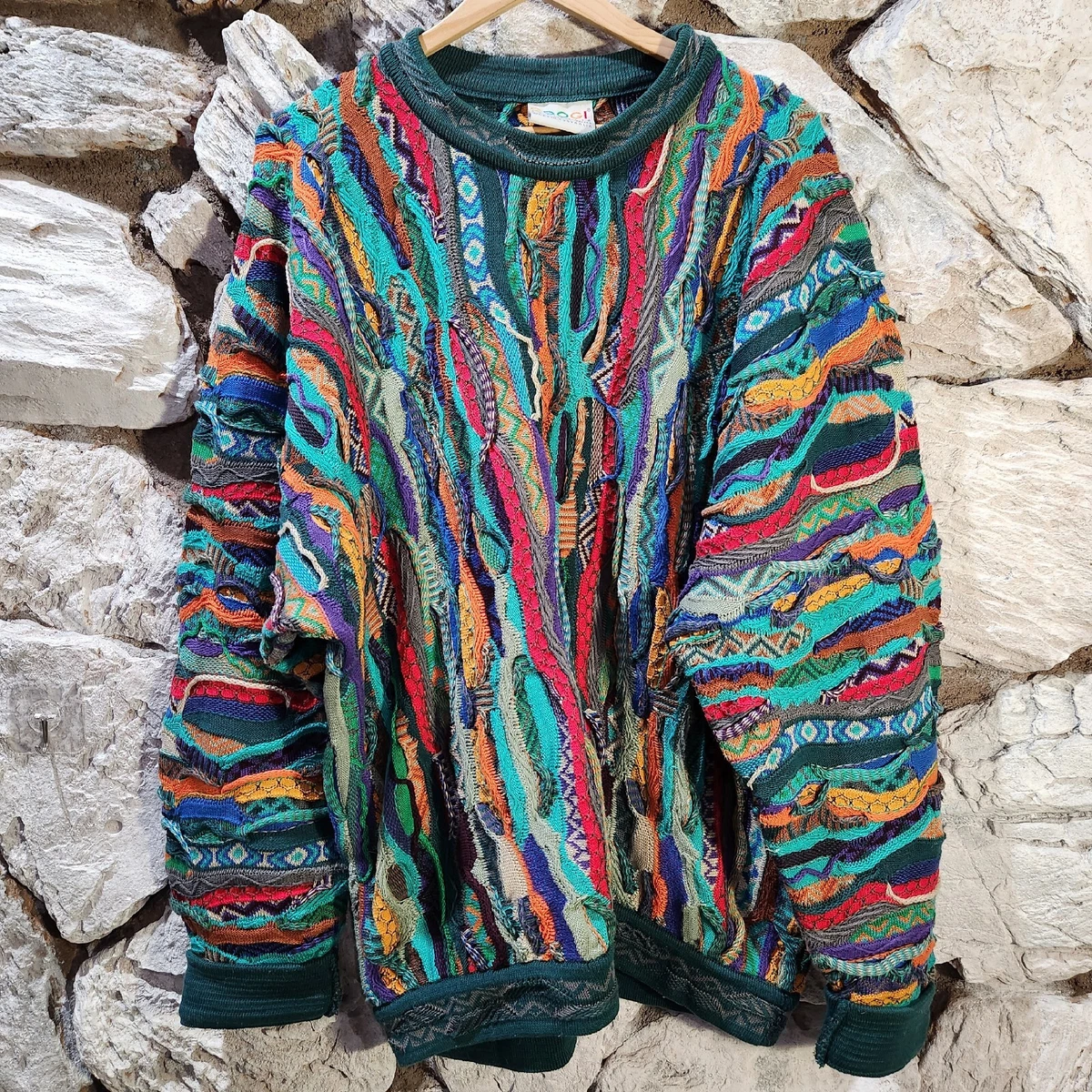 Vintage 90s Coogi Sweater 3D Knit Textured Size XL Bright Colorful Biggie  Cosby