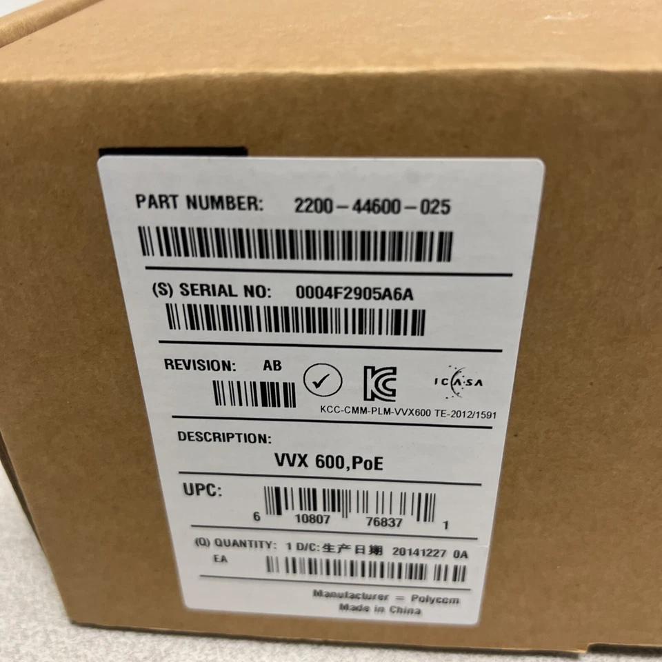 POLYCOM 2200-44600-025 VoIP Multitouch Gigabit Phone VVX600 - Image 2 of 3