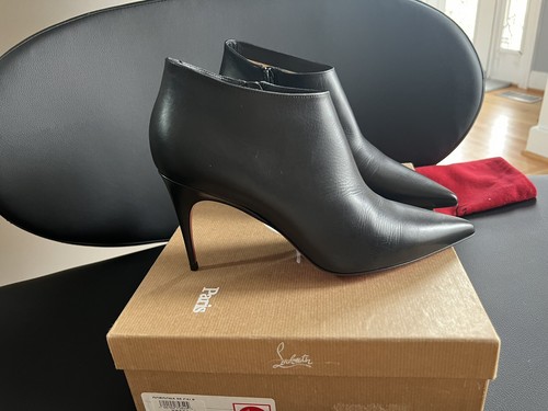 NEW! Christian Louboutin Black Gorgona Ankle Boots Leather Heel 100 Sz 39 $995 - Picture 7 of 13