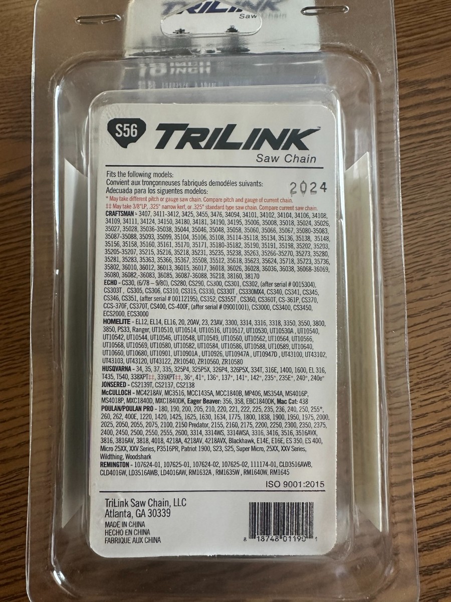 TRILINK Chainsaw Chain 3/8 LP Semi-Chisel .050 56DL-CL15056TL2 | eBay