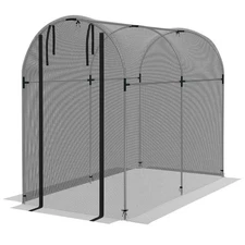 Outsunny Galvanized Steel Crop Cage, Plant Protection Tent with Zippered Door, 4