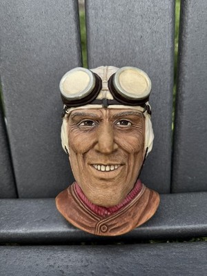 RAR Bossons NUVOLARI England Chalkware Büste Kopf Skulptur 60er Jahre Wandbehang