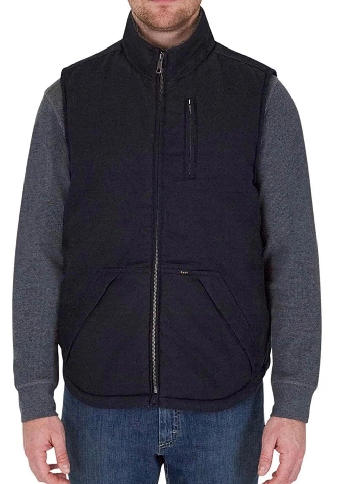LEE Men’s Workwear Canvas Vest Size XL Sherpa Lined Black Full Zip