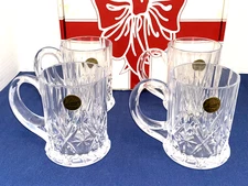 Set of 4 Vintage Cristal d'Arques-Durand "Chantilly Taille Beaugency" Mugs Mint