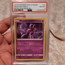 Pokémon Mewtwo 12/18 Detective Pikachu Holo Raro PSA 8 2019 Inglese