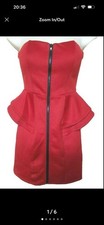 Guess Women's Red Peplum Bodycon Mesh Illusion Sleeveless Dress Sz M NWT