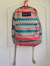 JanSport Backpack DIGIBREAK Patterned School Travel Book Bag Turquoise Red