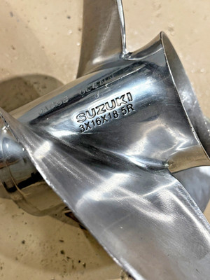 OEM Suzuki Stainless Steel Propeller 3x16x18 5R - 3 Blade Outboard Prop RH
