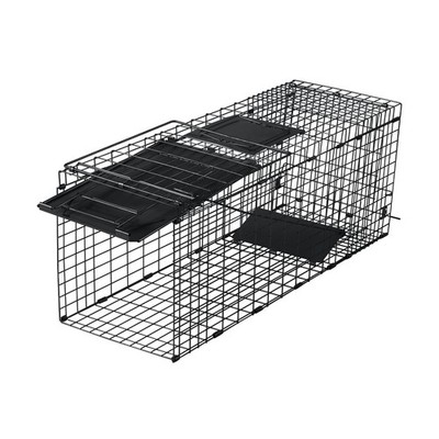 32'' Live Animal Cage Trap, Heavy Duty Folding Raccoon Trap, Black