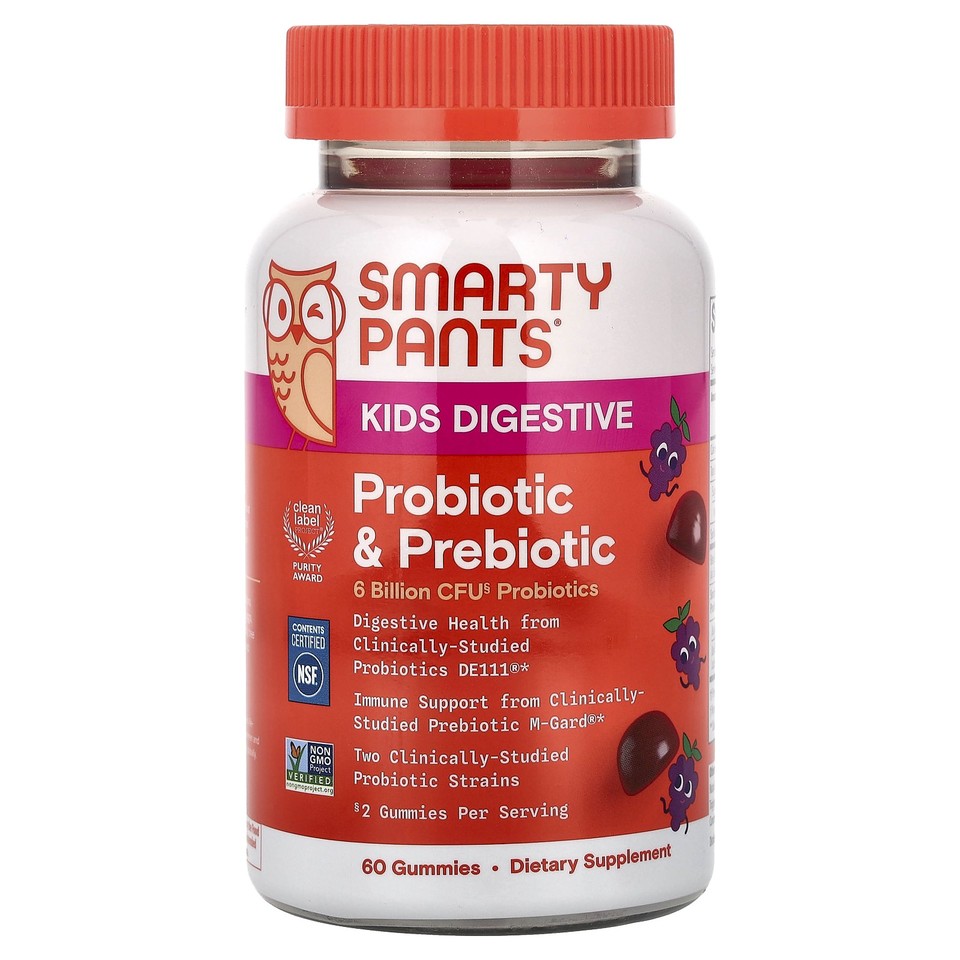 SmartyPants Kids Probiotic Complete Grape 4 Billion CFU 60 Gummies No Artificial