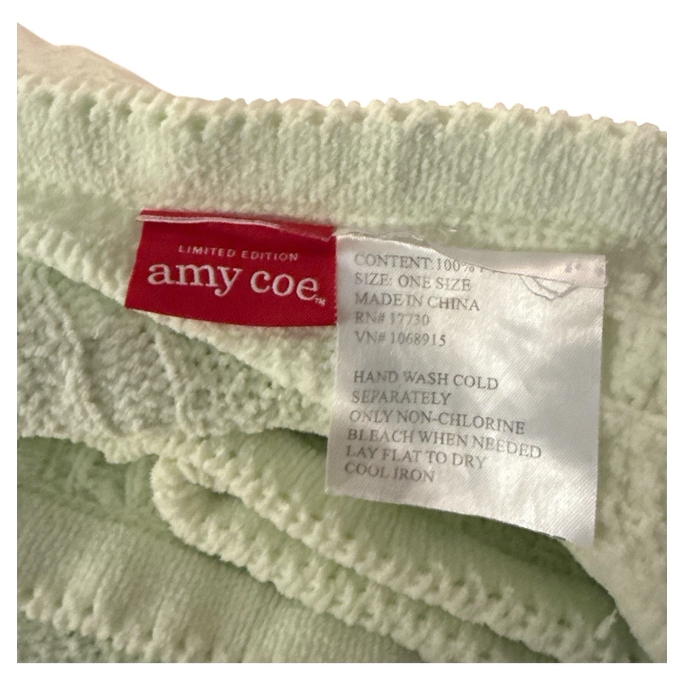 Manta de bebé Amy Coe verde chenilla tejida con cable a rayas pastel claro suave 32x38 pulgadas Foto 4 de 4