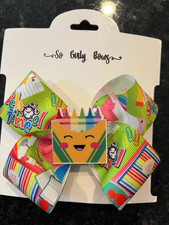 Girls Back to School Stacked Hair Bow Box of Crayons Adorable NEW