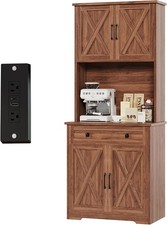 71in Pantry Cabinet Charging Station Tall Kitchen Storage Microwave Stand Hutch